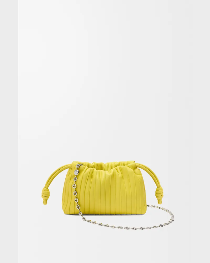 Loewe Mini Flamenco Pleats Purse In Nappa Lambskin Mujer Lemon