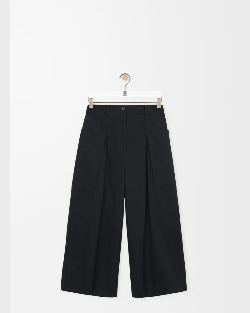 Loewe Cropped Trousers In Cotton And Silk Size Mujer Black