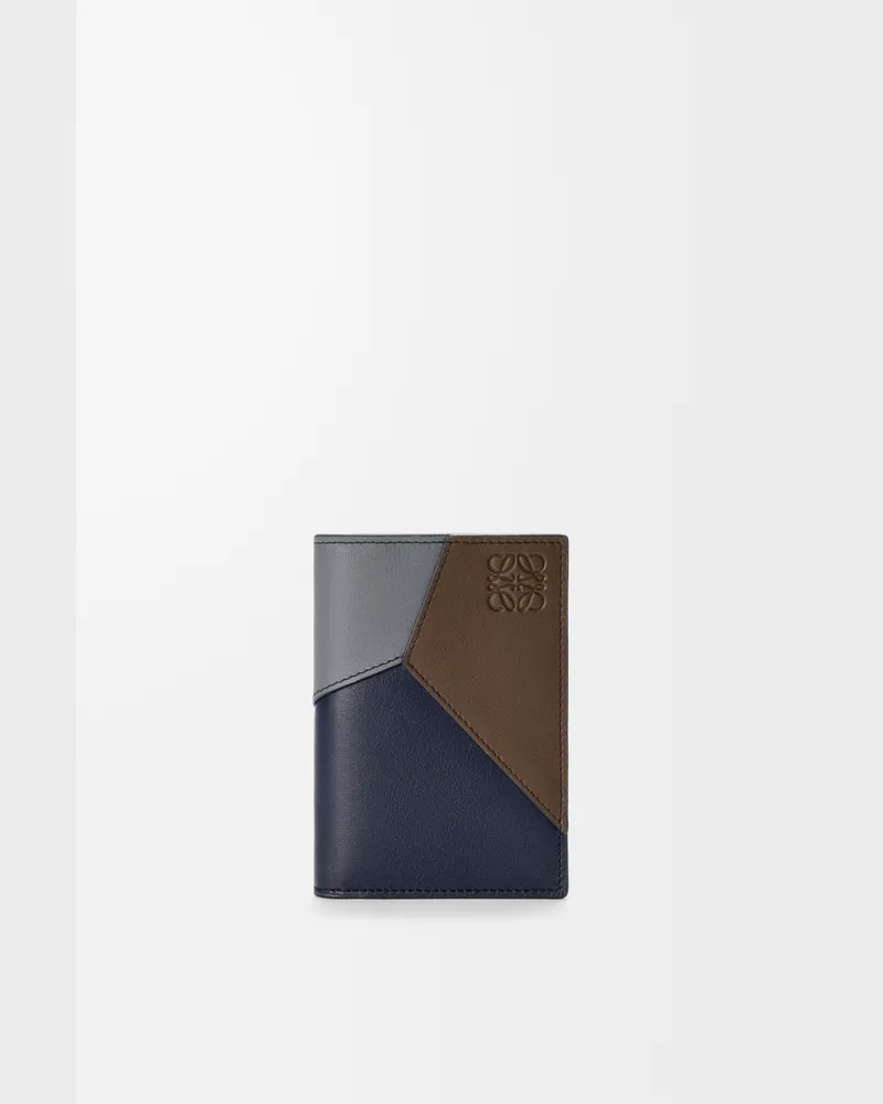 Loewe Puzzle Bifold Cardholder In Leather skin Hombre Blue