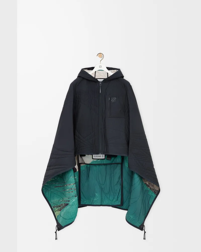 Loewe Quilted Poncho In Technical Shell Size Mujer Black