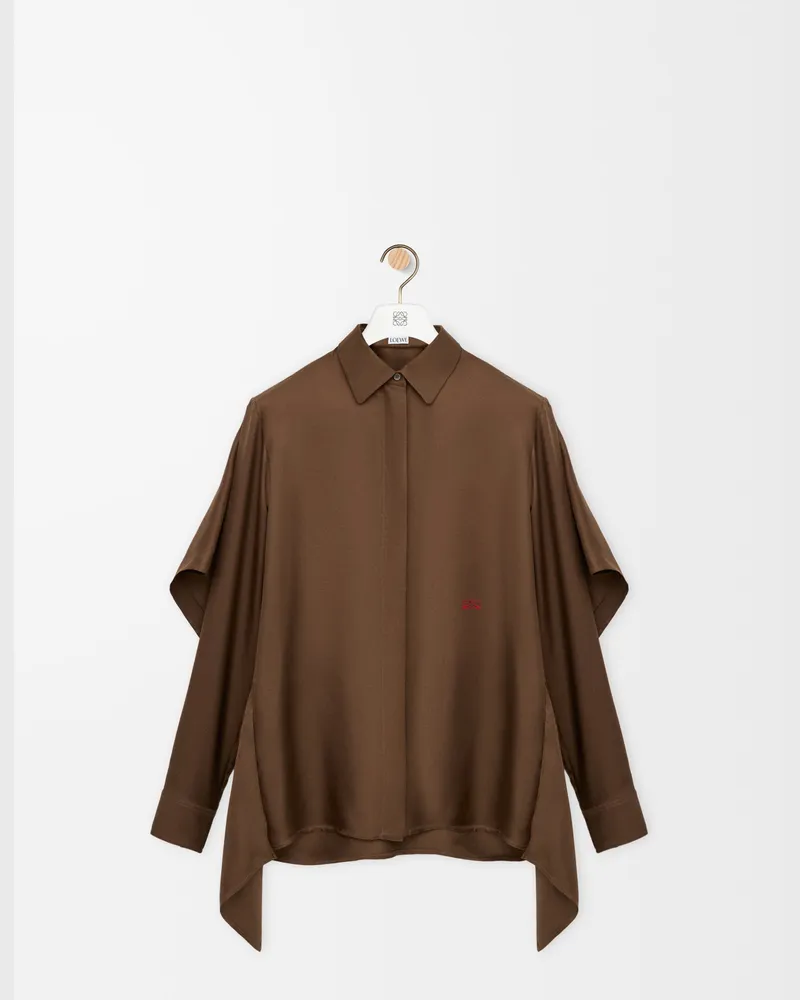 Loewe Cape Shirt In Silk Size Mujer Brown