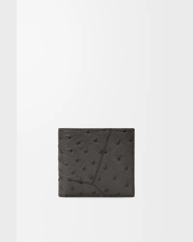 Loewe Puzzle Bifold Coin Wallet In Ostrich Hombre Dark