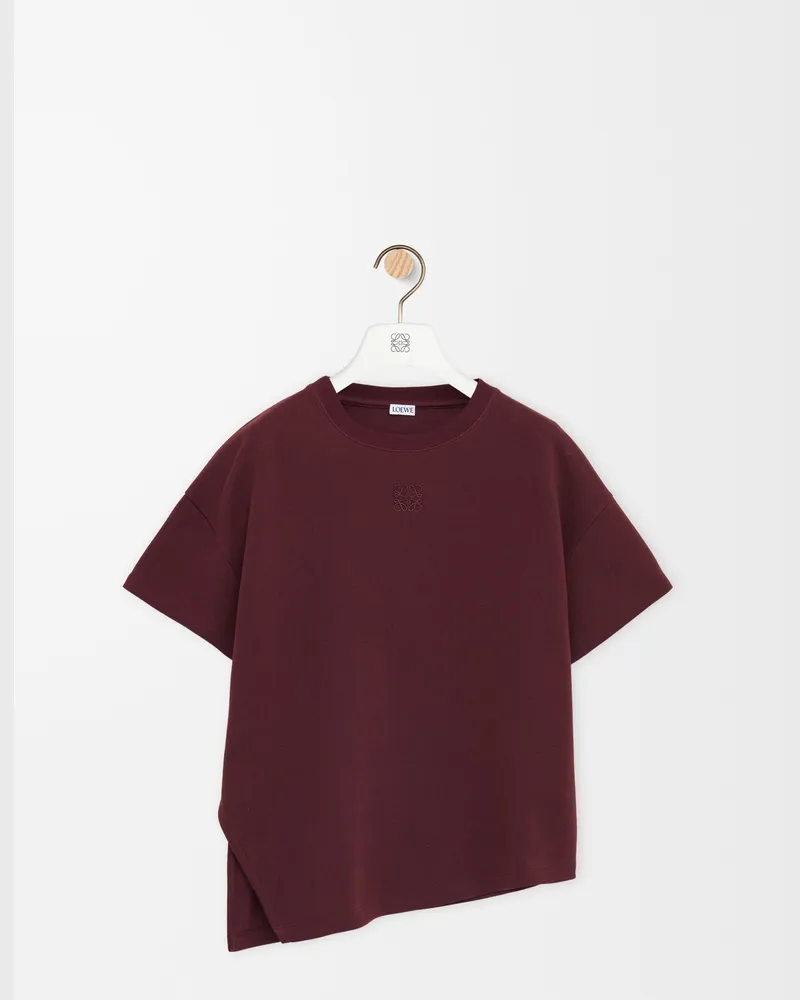 Loewe Asymmetric T-shirt In Cotton Blend Size Mujer Burgundy