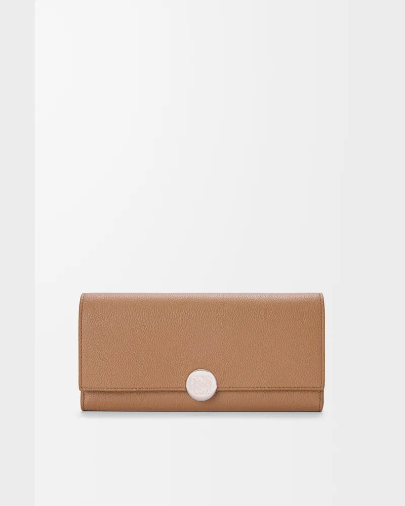 Loewe Pebble Continental Wallet In Mini Grain Leather skin Mujer Mocha