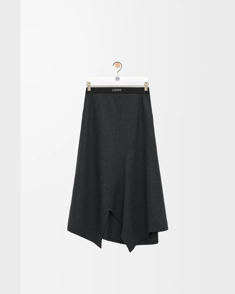 Loewe Asymmetric Skirt In Wool And Cashmere Size Mujer Charcoal