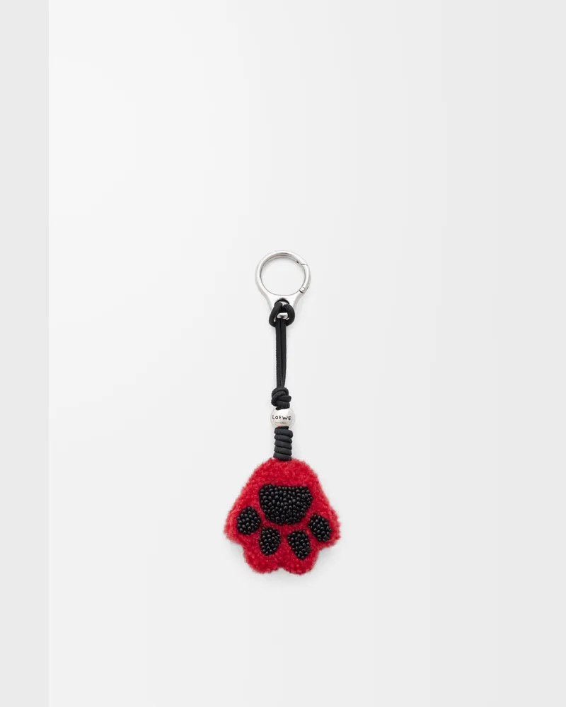 Loewe Paw Charm In Shearling And Leather skin Mujer Black