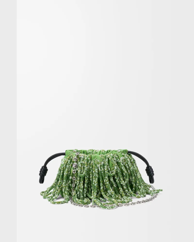 Loewe Mini Flamenco Purse In Embroidered Printed Nappa Lambskin Mujer Green