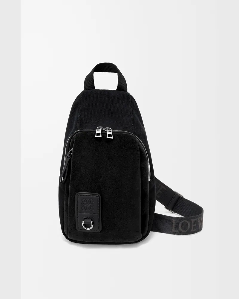 Loewe Flex Sling In Canvas And Suede Hombre Black