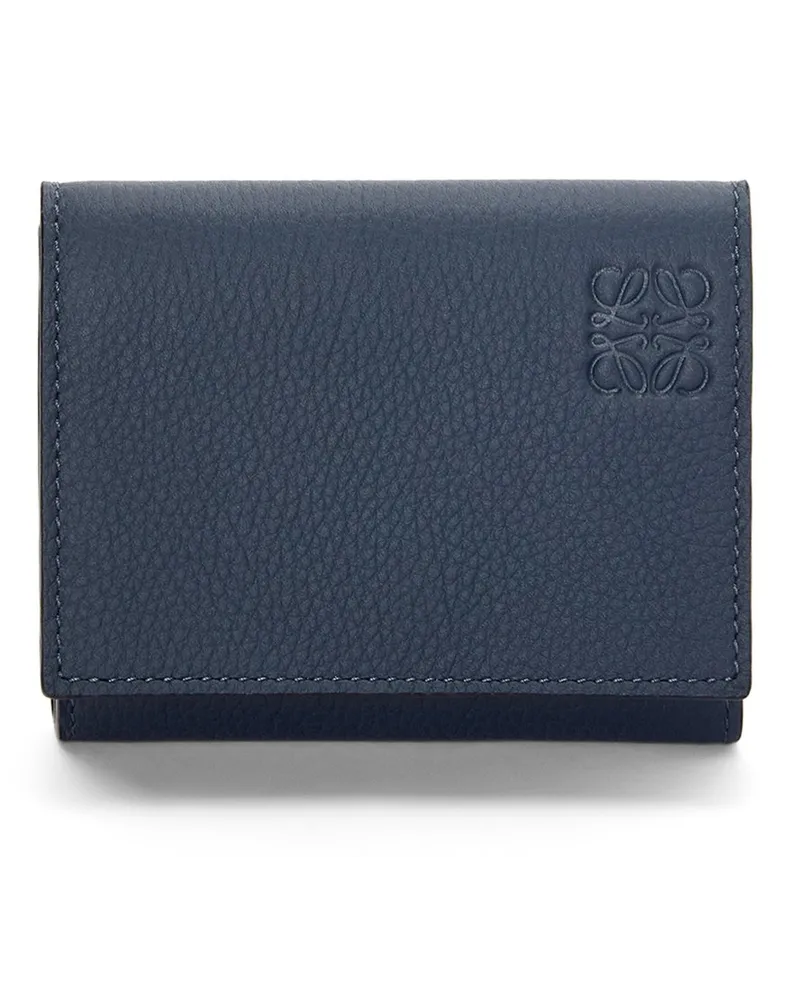 Loewe Luxury Trifold Wallet In Soft Grained Calfskin Onyx