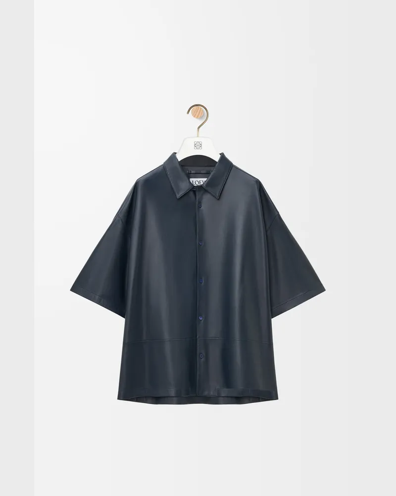 Loewe Short Sleeve Shirt In Nappa Lambskin Size Hombre Dark