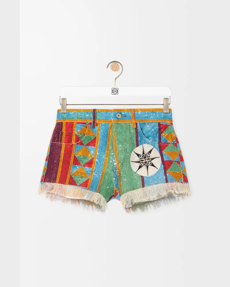 Loewe Embellished Shorts In Denim Size Mujer Multicolor