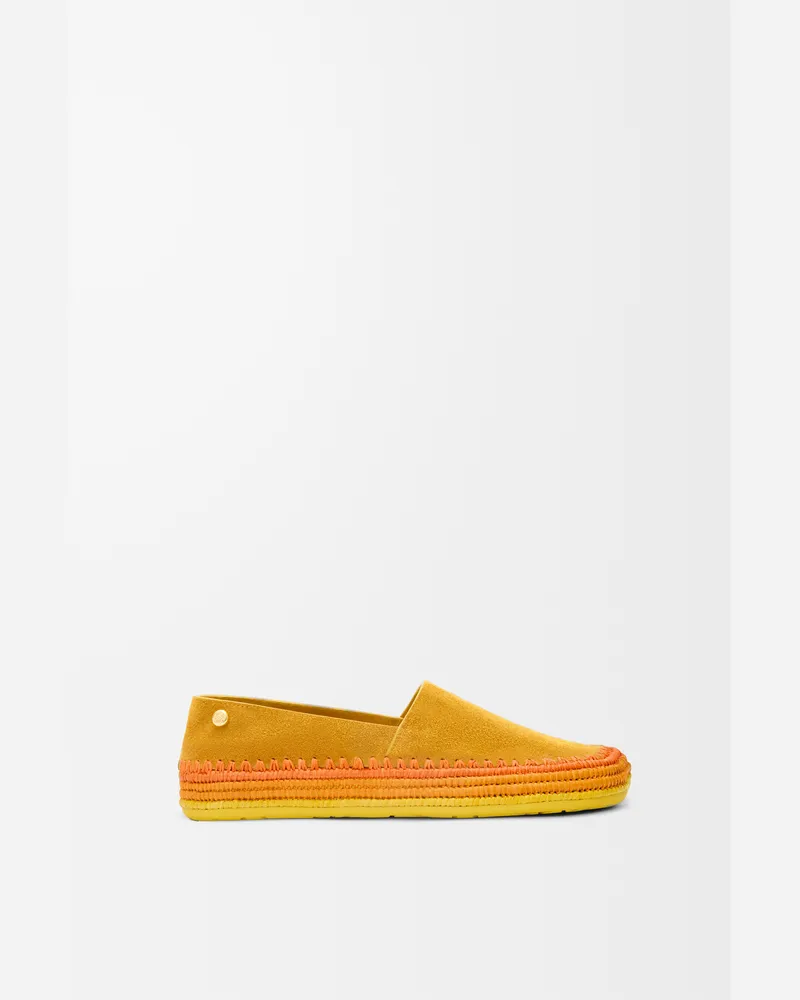 Loewe Rio Slipper In Suede And Raffia Size Mujer Orange