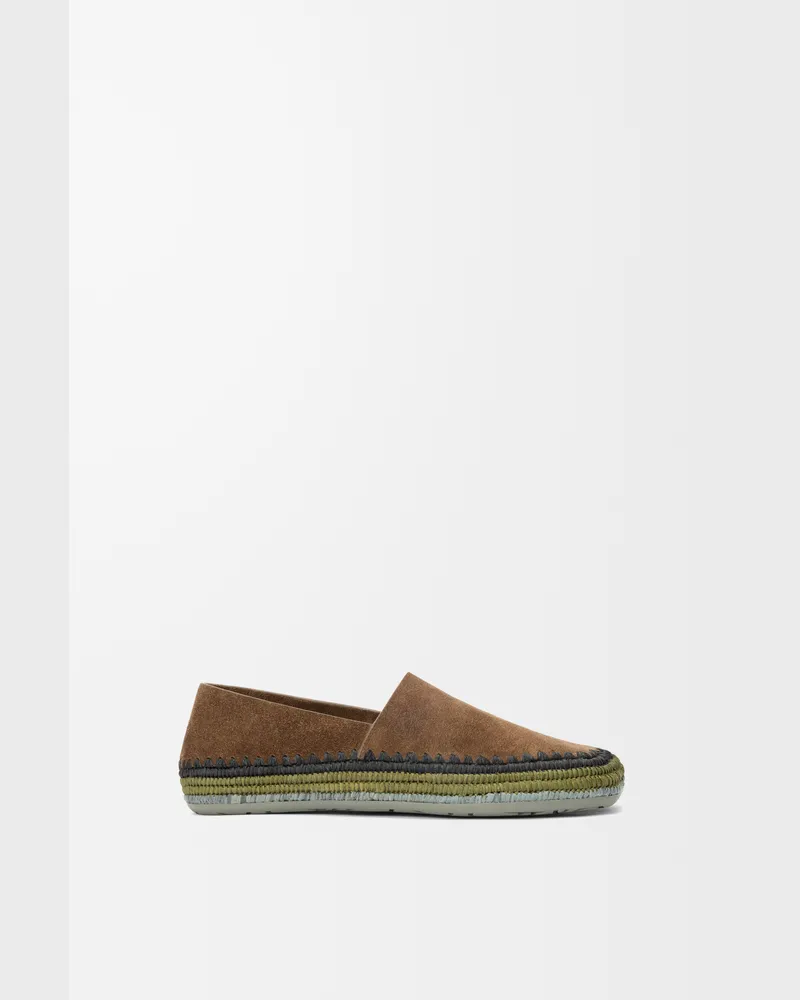 Loewe Rio Slipper In Suede And Raffia Size Hombre Brown