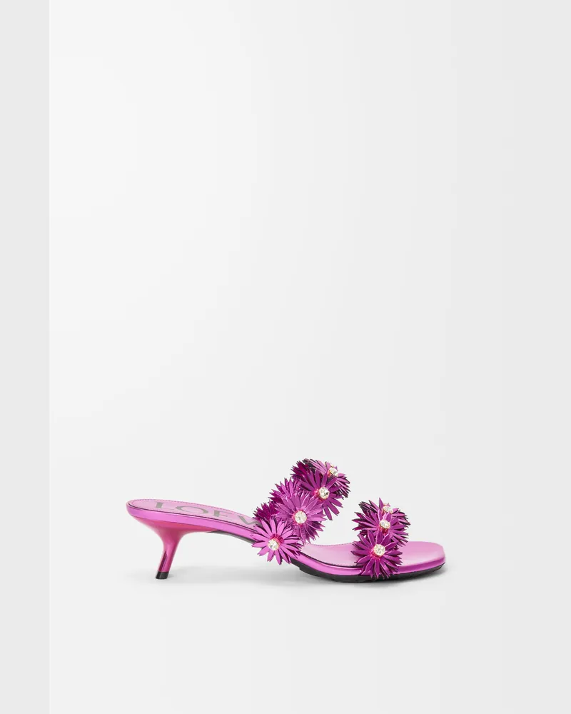 Loewe Petal Flower Sandal In Leather skin And Crystals Size Mujer Fuchsia