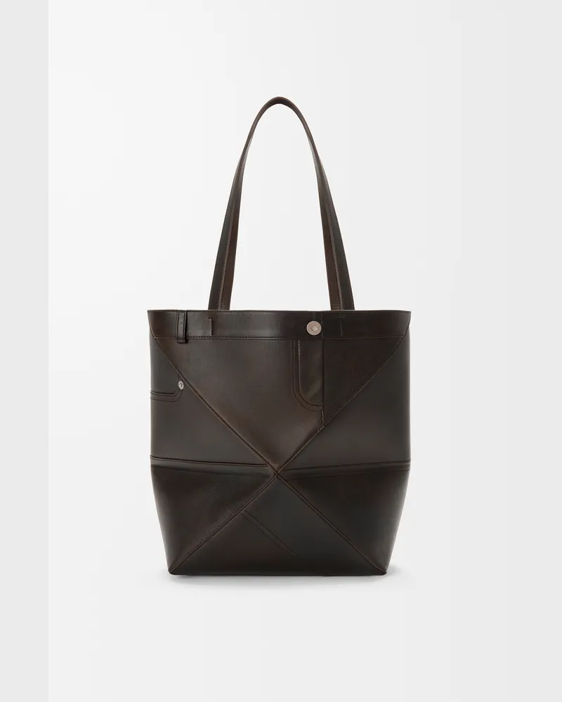 Loewe Panta Medium Puzzle Fold Tote In Shiny Leather skin Mujer Vintage