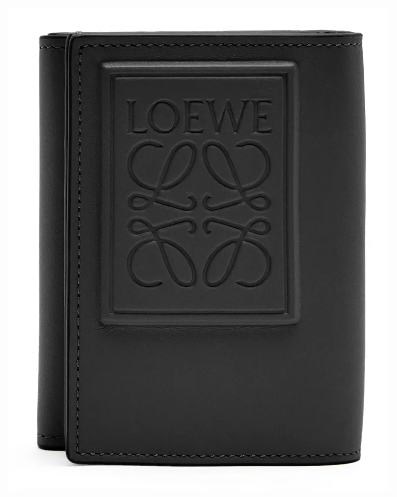Loewe Trifold Wallet In Satin Leather skin Hombre Black