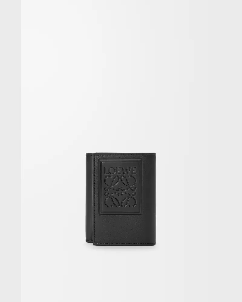 Loewe Trifold Wallet In Satin Leather skin Hombre Black