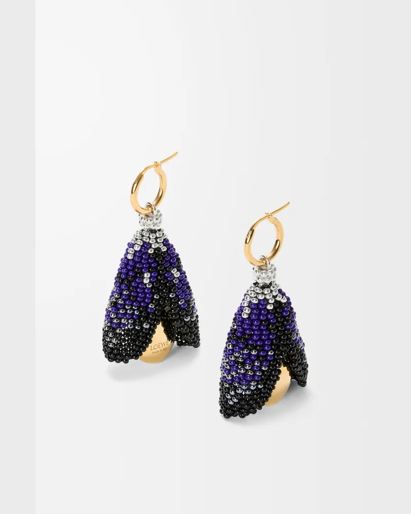 Loewe Shell Earrings In Sterling Silver And Beads Mujer Gold
