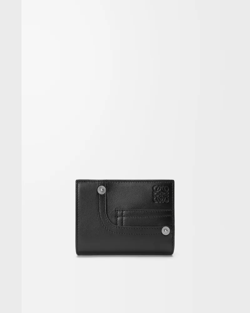 Loewe Panta Compact Wallet In Shiny Leather skin Mujer Black