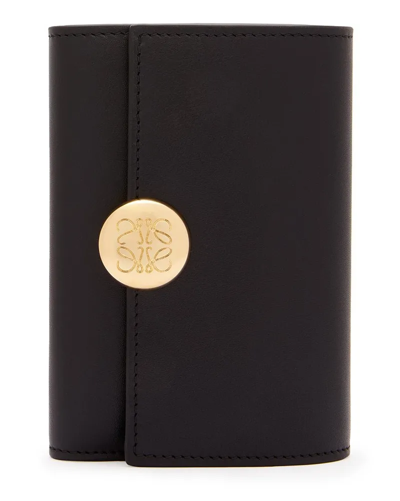 Loewe Luxury Pebble small vertical wallet in shiny nappa calfskin Black