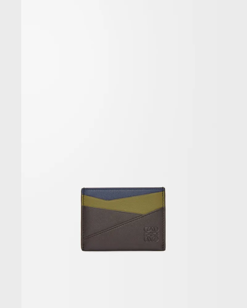 Loewe Puzzle Plain Cardholder In Leather skin Hombre Olive