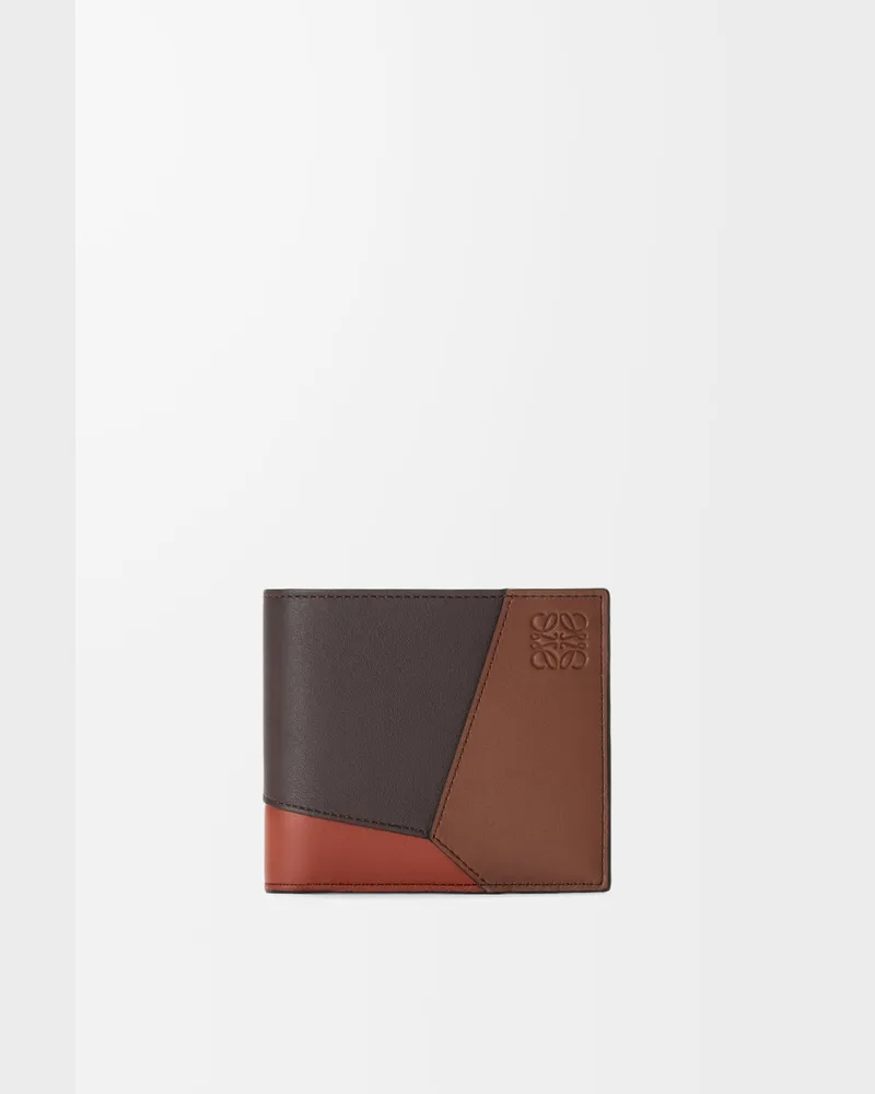 Loewe Puzzle Bifold Wallet In Leather skin Hombre Chocolate