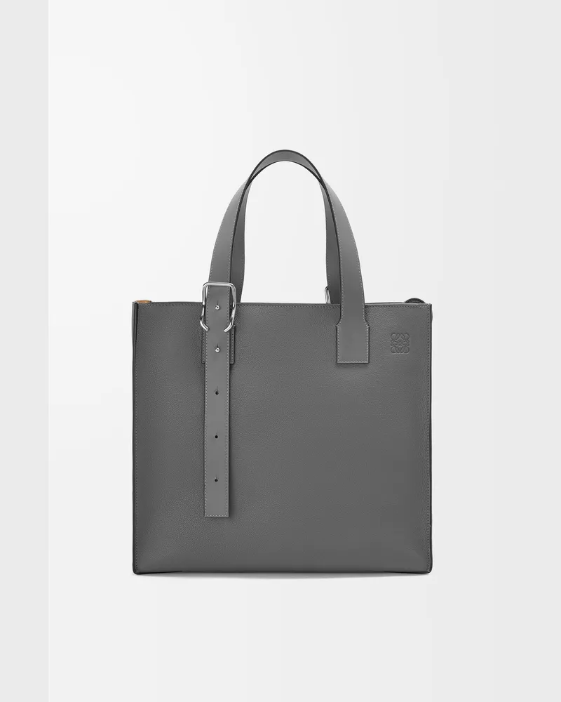 Loewe Buckle Zip Tote In Soft Grained Leather skin Hombre Anthracite