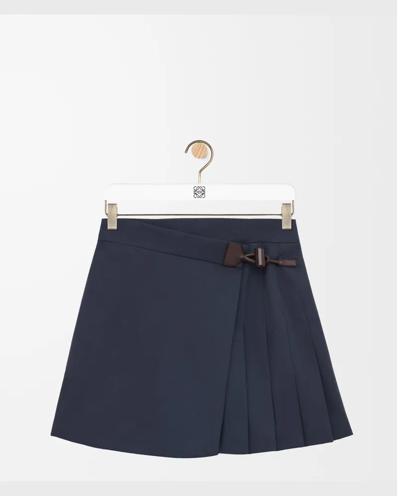 Loewe Pleated Mini Skirt In Cotton Blend Size Mujer Navy
