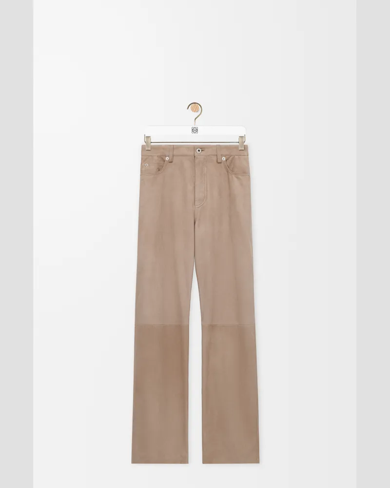 Loewe Trousers In Suede Goatskin Size Mujer Dark