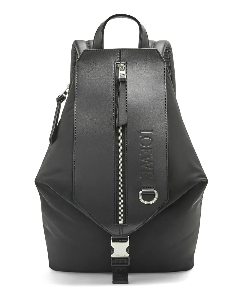 Loewe Luxury Small Convertible backpack in nylon and calfskin Black