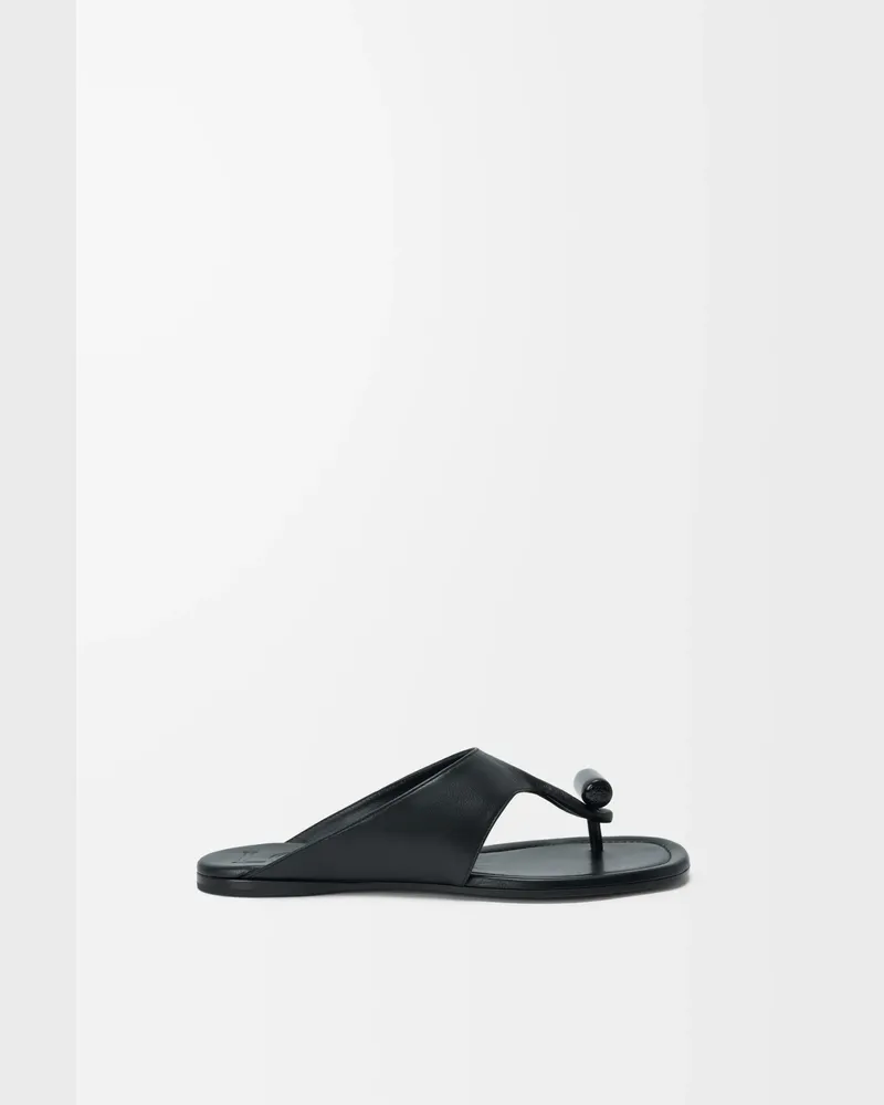 Loewe Toggle Flat Sandal In Shiny Smoot Leather skin Size Mujer Black