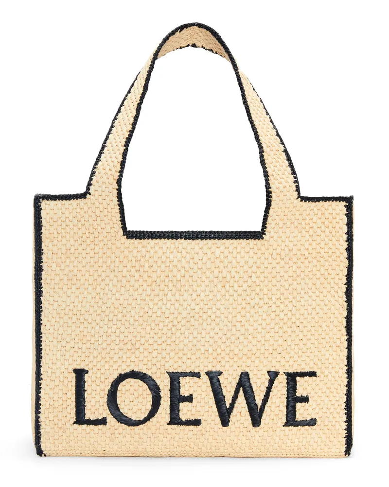 Loewe Luxury Large  Font tote in raffia Natural