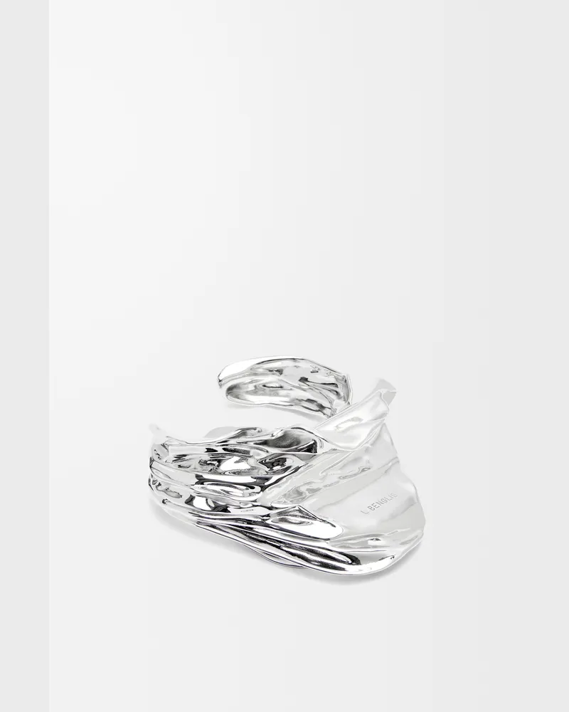 Loewe Pleated Fan Cuff In Sterling Silver Size Mujer Silver