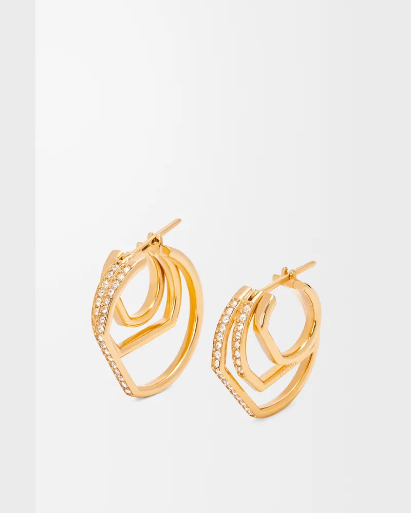 Loewe Stacked Hoop Earrings In Sterling Silver And Crystals Mujer Gold