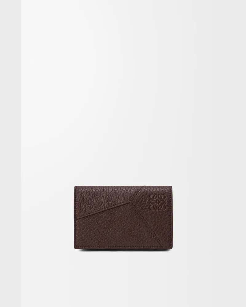 Loewe Puzzle Business Cardholder In Supple Grained Leather skin Hombre Chocolate