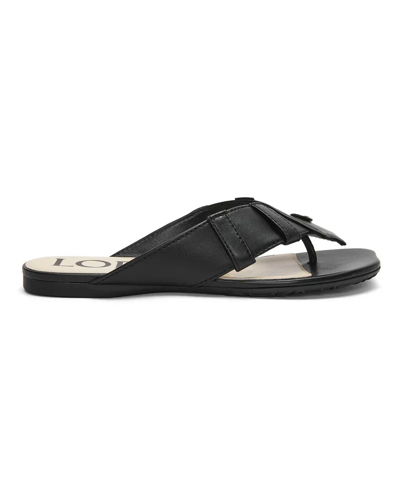 Loewe Luxury Toy Panta toe post sandal in lambskin Black