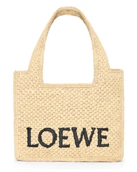 Loewe Luxury Mini  Font tote in raffia Natural