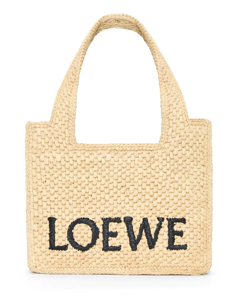 Loewe Luxury Mini  Font tote in raffia Natural