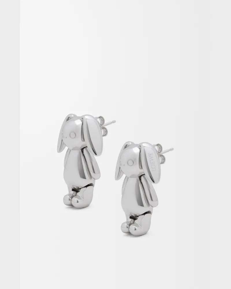 Loewe Bunny Earrings In Brass Mujer Silver