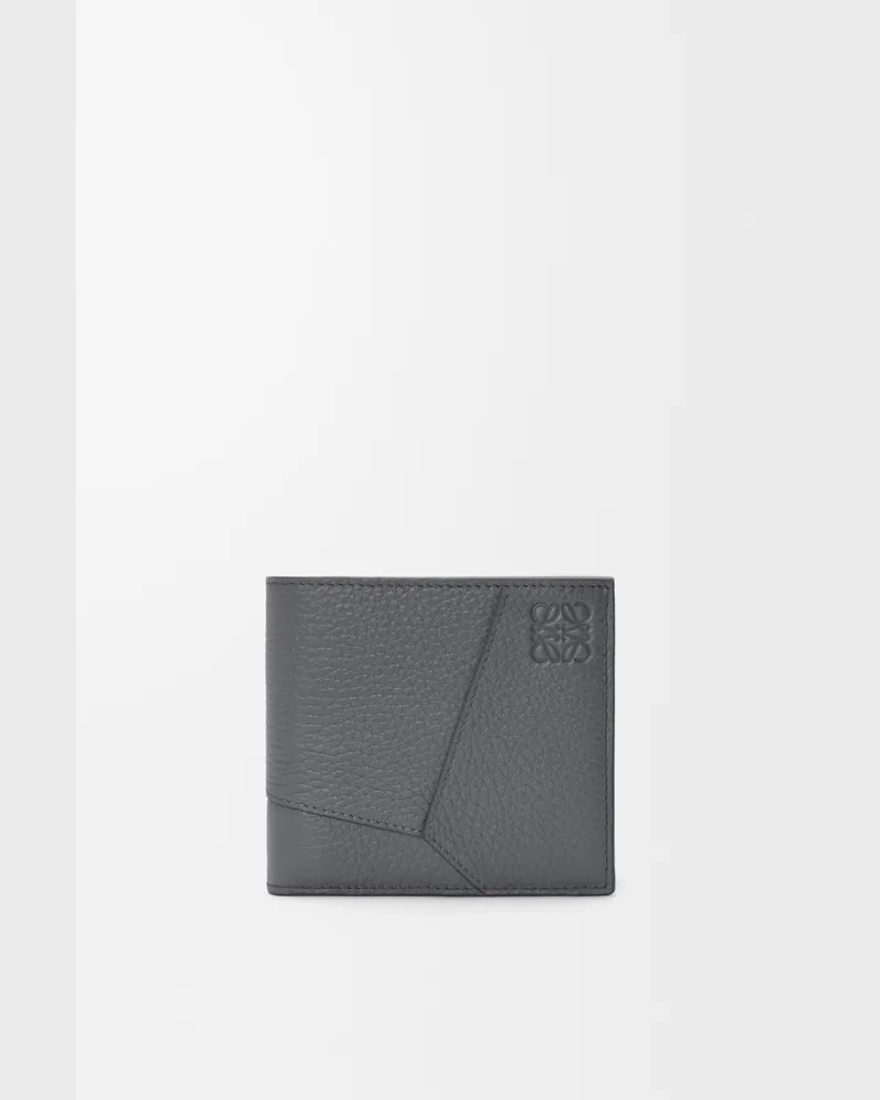 Loewe Puzzle Bifold Coin Wallet In Supple Grained Leather skin Hombre Blue