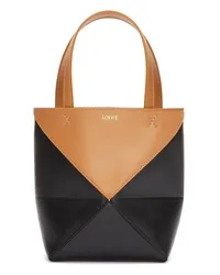 Loewe Luxury Mini Puzzle Fold Tote in shiny calfskin Warm