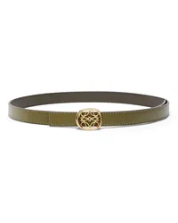 Loewe Luxury Reversible Anagram Ellipse belt in smooth calfskin Olive