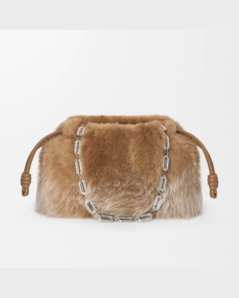 Loewe Medium Flamenco Purse In Gradient Shearling Mujer Camel