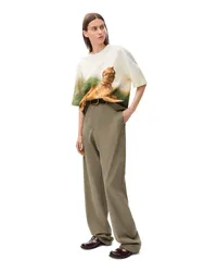 Loewe Luxury Trousers in cotton and silk Khaki