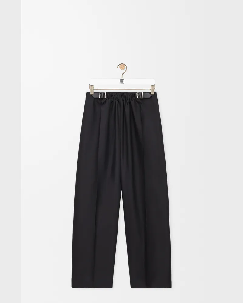 Loewe Belted Trousers In Wool And Silk Size Mujer Black