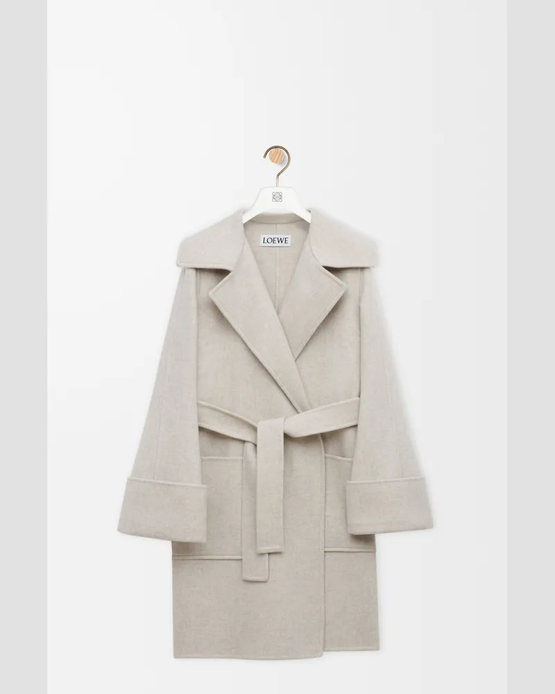 Loewe Belted Coat In Cashmere Size Mujer Grey
