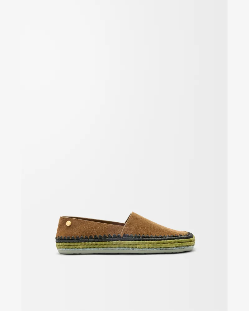 Loewe Rio Slipper In Suede And Raffia Size Mujer Brown