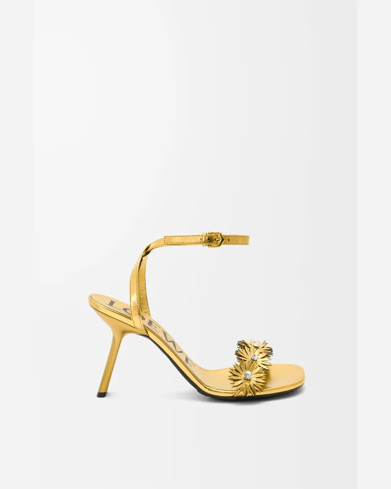 Loewe Petal Flower Sandal In Leather skin And Crystals Size Mujer Gold