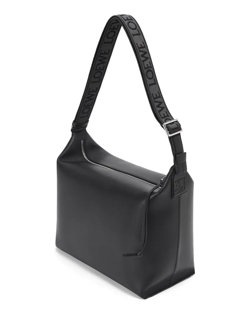 Loewe Luxury Cubi Crossbody Bag In Supple Smooth Calfskin And Jacquard Black