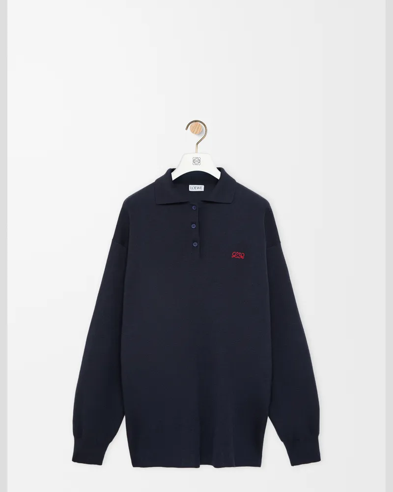 Loewe Polo Sweater In Cashmere And Silk Blend Size Mujer Dark